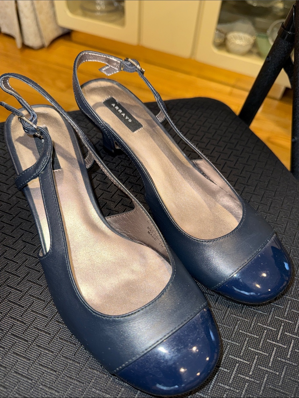Array Navy Slingback Low Heel Pumps